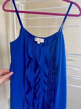 LOFT Cobalt Blue Pleated Top